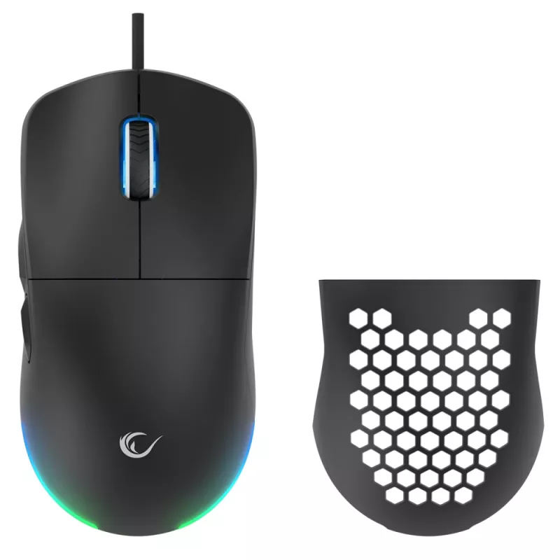 Ratón gaming Rampage BLINK con cable USB, 12800 DPI, RGB, sensor óptico, negro