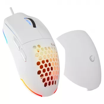 Rampage BLINK ratón gaming con cable, 12800 DPI, RGB, sensor óptico, blanco