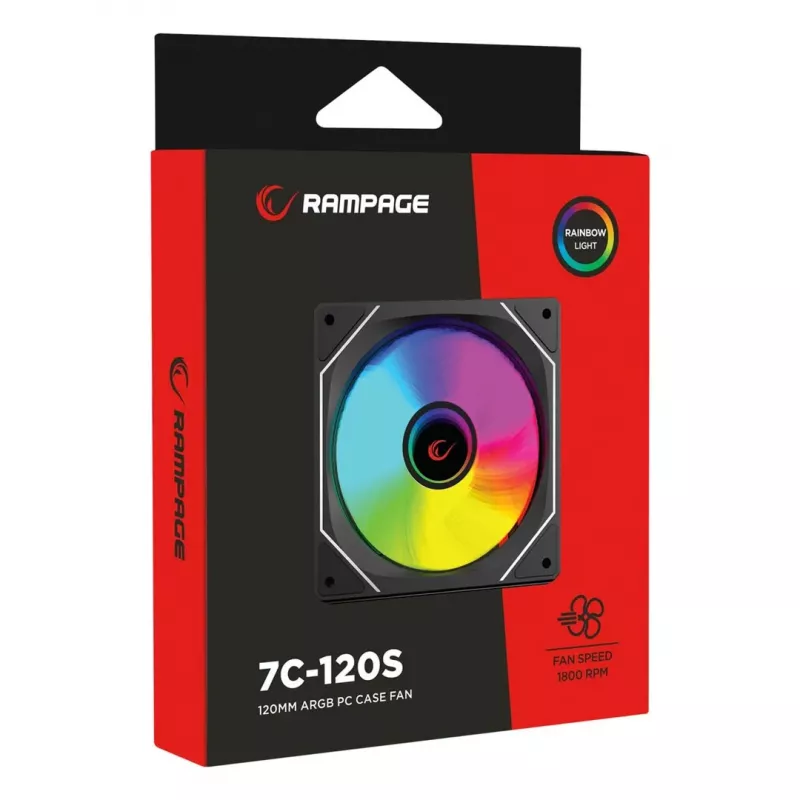 Rampage ventilador para caja 120mm 1800RPM Infinite Loop ARGB PWM negro