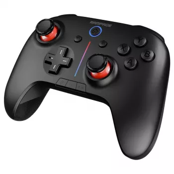 Rampage Hydra Pro Pad mando inalámbrico RGB 2.4G Hall Effect con gatillos magnéticos, negro