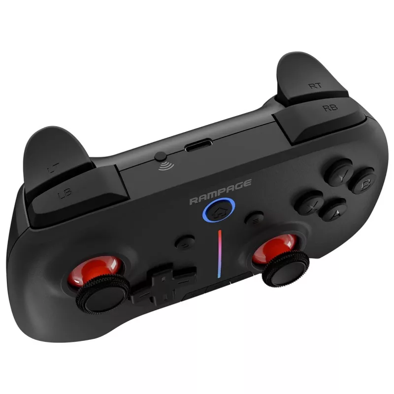 Rampage Hydra Pro Pad mando inalámbrico RGB 2.4G Hall Effect con gatillos magnéticos, negro