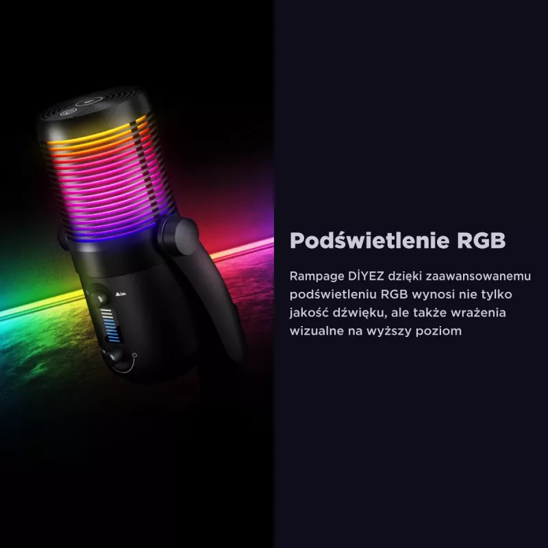 Rampage Diyez Micrófono gaming USB-C RGB, negro