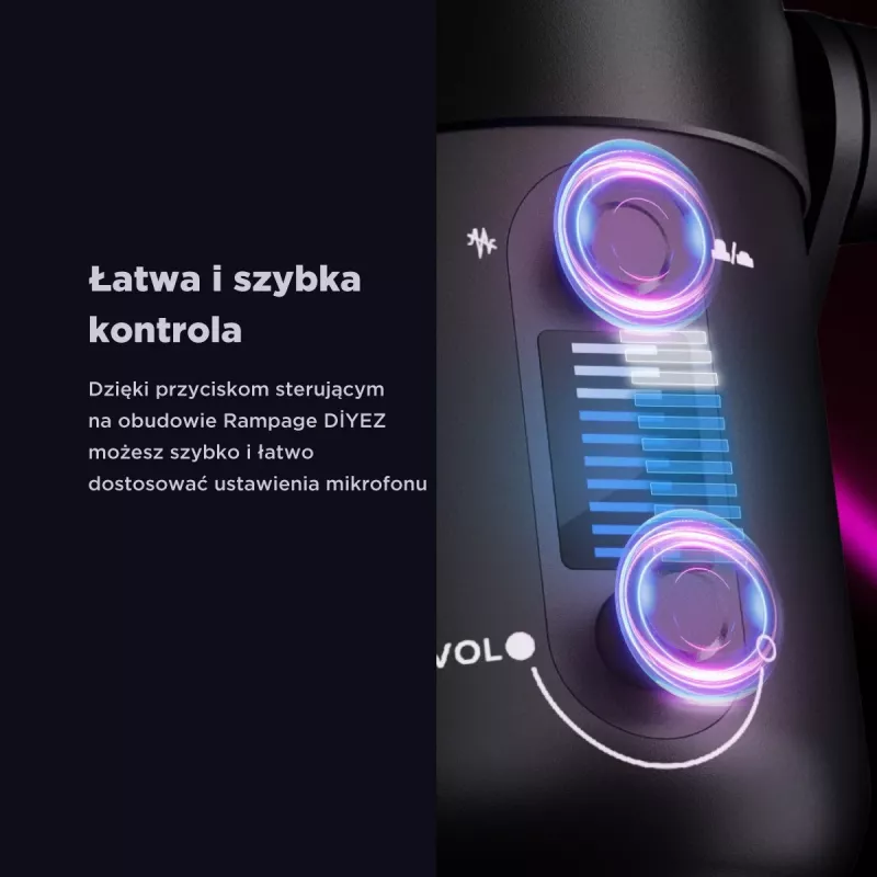 Rampage Diyez Micrófono gaming USB-C RGB, negro