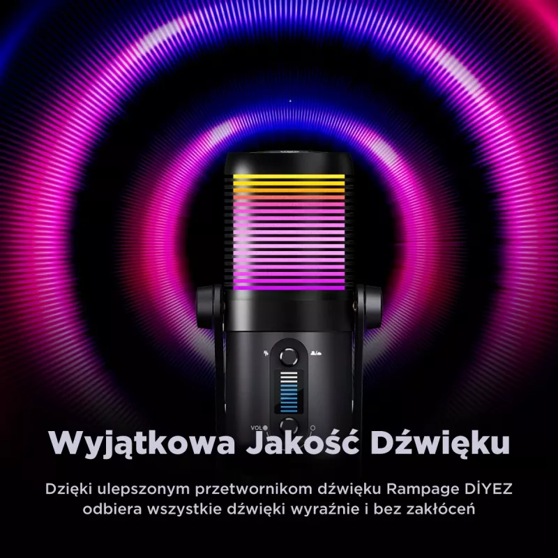 Rampage Diyez Micrófono gaming USB-C RGB, negro