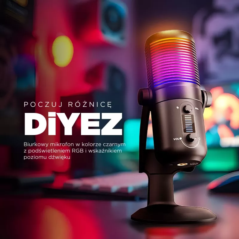 Rampage Diyez Micrófono gaming USB-C RGB, negro