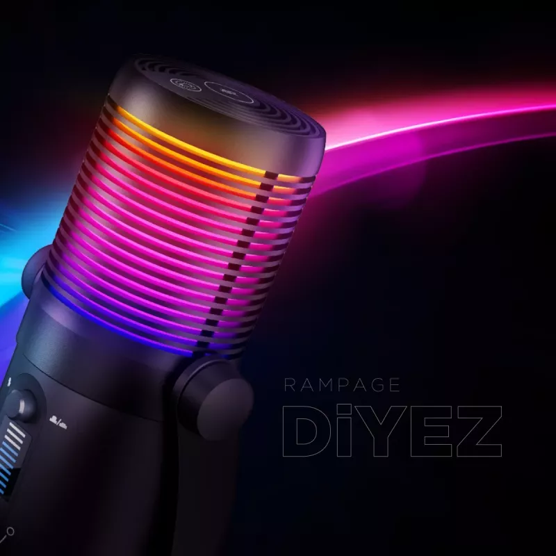 Rampage Diyez Micrófono gaming USB-C RGB, negro