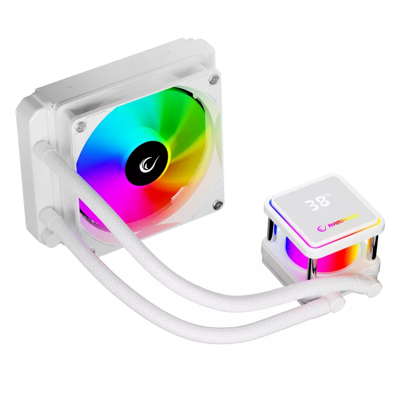 Rampage INFINITE V120 refrigeración líquida CPU todo en uno 120mm ARGB, indicador de temperatura, blanco