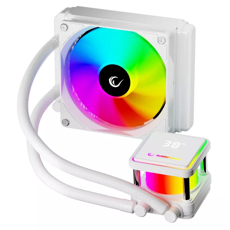Rampage INFINITE V120 refrigeración líquida CPU todo en uno 120mm ARGB, indicador de temperatura, blanco
