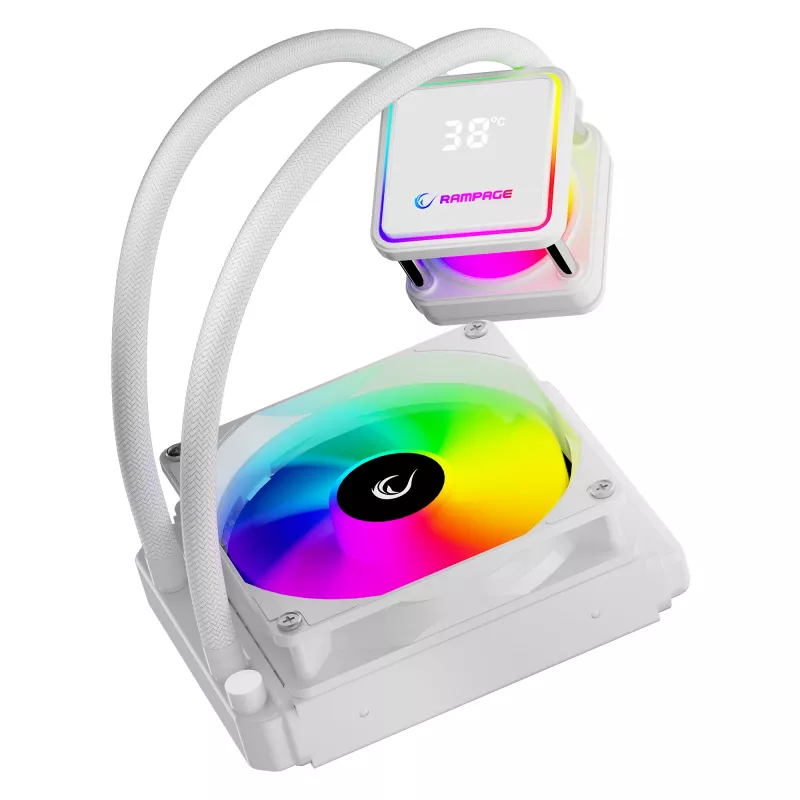 Rampage INFINITE V120 refrigeración líquida CPU todo en uno 120mm ARGB, indicador de temperatura, blanco
