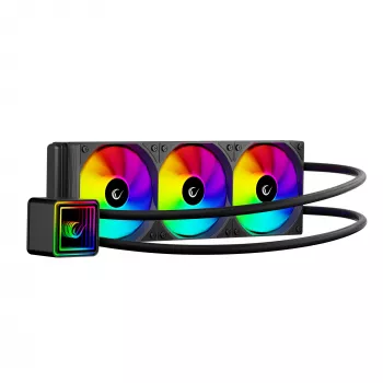 Rampage INFINITE V360 refrigeración líquida CPU AIO 360mm ARGB, pantalla digital de temperatura, negro