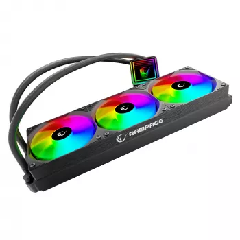 Rampage INFINITE V360 refrigeración líquida CPU AIO 360mm ARGB, pantalla digital de temperatura, negro