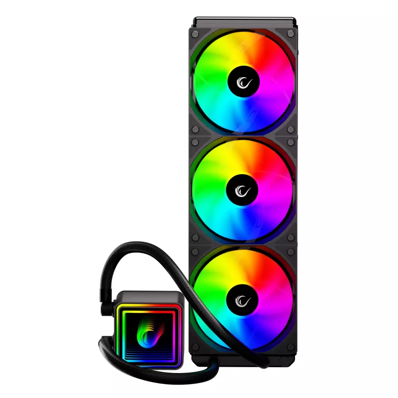 Rampage INFINITE V360 refrigeración líquida CPU AIO 360mm ARGB, pantalla digital de temperatura, negro
