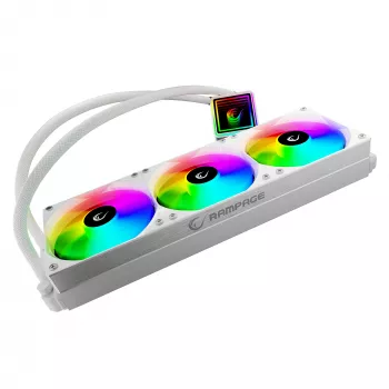 Rampage INFINITE V360 refrigeración líquida CPU todo en uno 360mm ARGB, indicador de temperatura, blanco