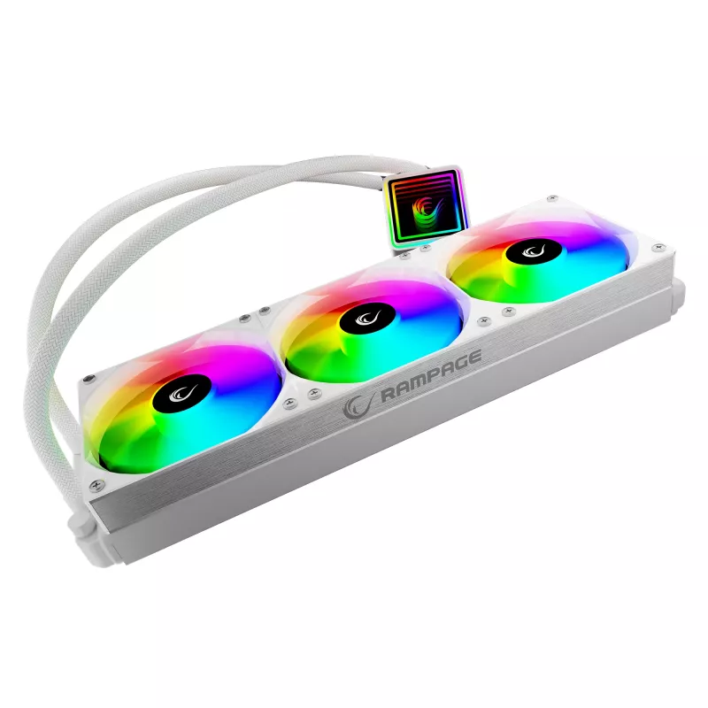 Rampage INFINITE V360 refrigeración líquida CPU todo en uno 360mm ARGB, indicador de temperatura, blanco