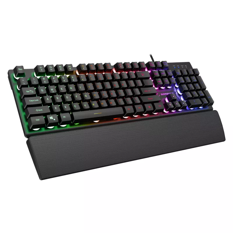Rampage Fortuna set de teclado, ratón y alfombrilla gaming, 12800 DPI, negro