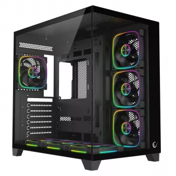 RAMPAGE SEALITE-BLACK caja PC semitorre con cristal templado, 7 ventiladores ARGB PWM, negra