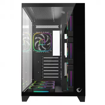 RAMPAGE SEALITE-BLACK caja PC semitorre con cristal templado, 7 ventiladores ARGB PWM, negra