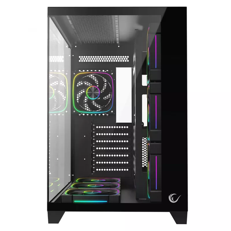 RAMPAGE SEALITE-BLACK caja PC semitorre con cristal templado, 7 ventiladores ARGB PWM, negra
