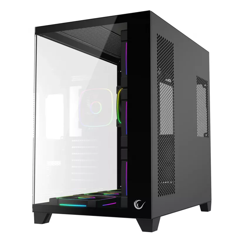 RAMPAGE SEALITE-BLACK caja PC semitorre con cristal templado, 7 ventiladores ARGB PWM, negra