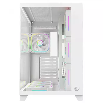 RAMPAGE SEALITE-WHITE caja PC semitorre con cristal templado, 7 ventiladores ARGB PWM, blanca