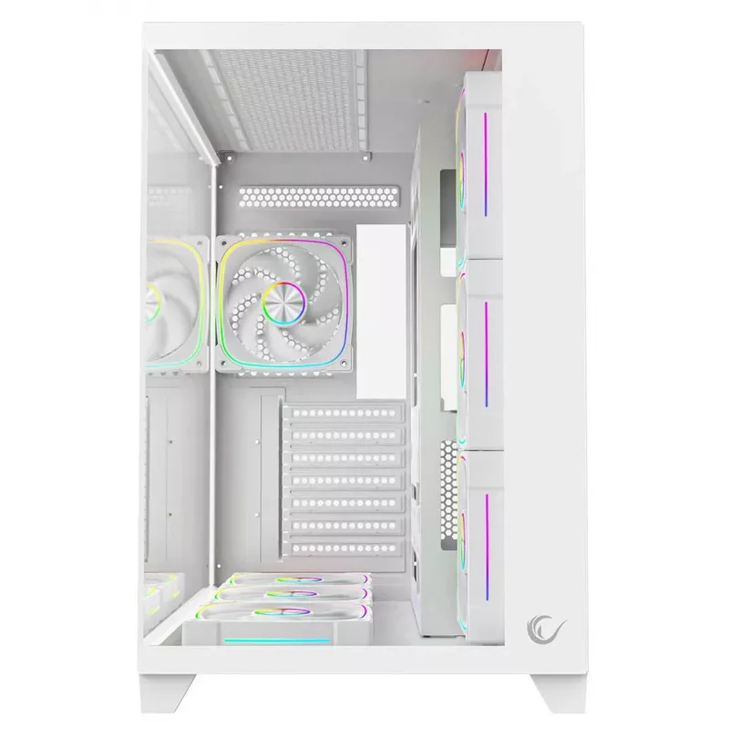 RAMPAGE SEALITE-WHITE caja PC semitorre con cristal templado, 7 ventiladores ARGB PWM, blanca