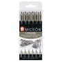 Set de rotuladores finos Sakura Pigma Micron 6 piezas negro
