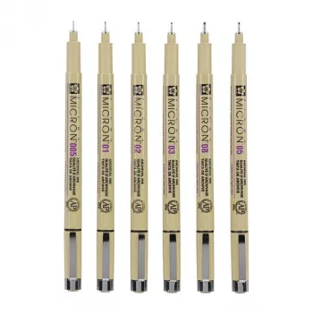 Set de rotuladores finos Sakura Pigma Micron 6 piezas negro