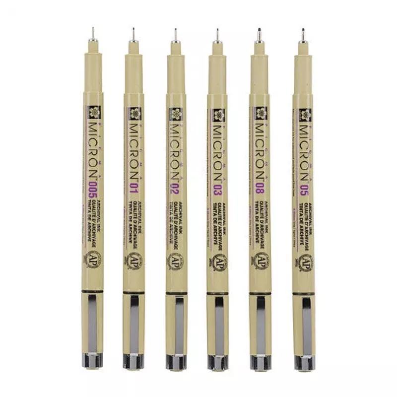 Set de rotuladores finos Sakura Pigma Micron 6 piezas negro
