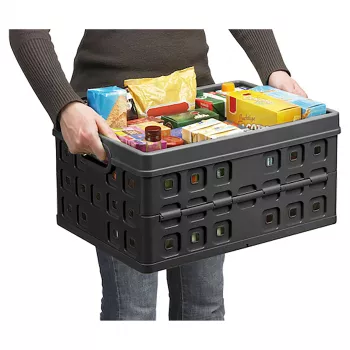 Helit Caja plegable Square H6180295 46L Caja de almacenamiento plegable gris/negro