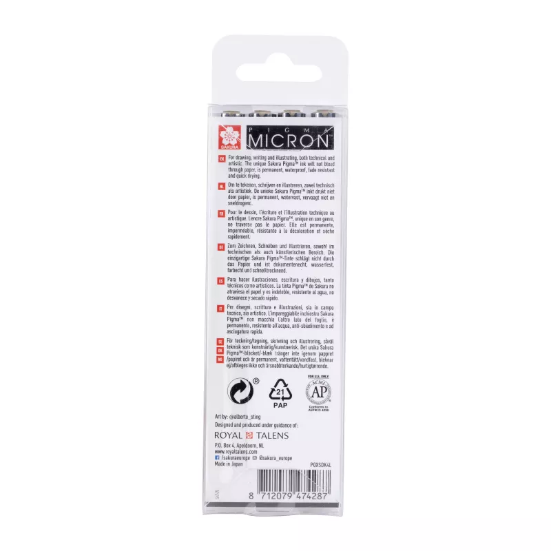 Sakura Pigma Micron set de rotuladores fineliners Cool Gray de 4 piezas