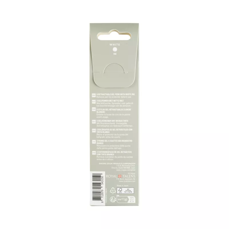 Sakura Gelly Roll Retractable Classic bolígrafo de gel transparente 0,45 mm tinta blanca