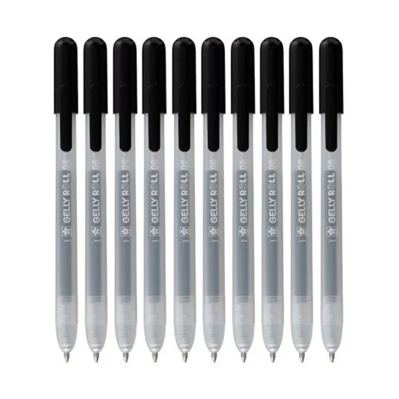 Sakura 9+1 Free Gelly Roll Retractable Classic bolígrafo de gel transparente 0,4 mm tinta negra pack de 10