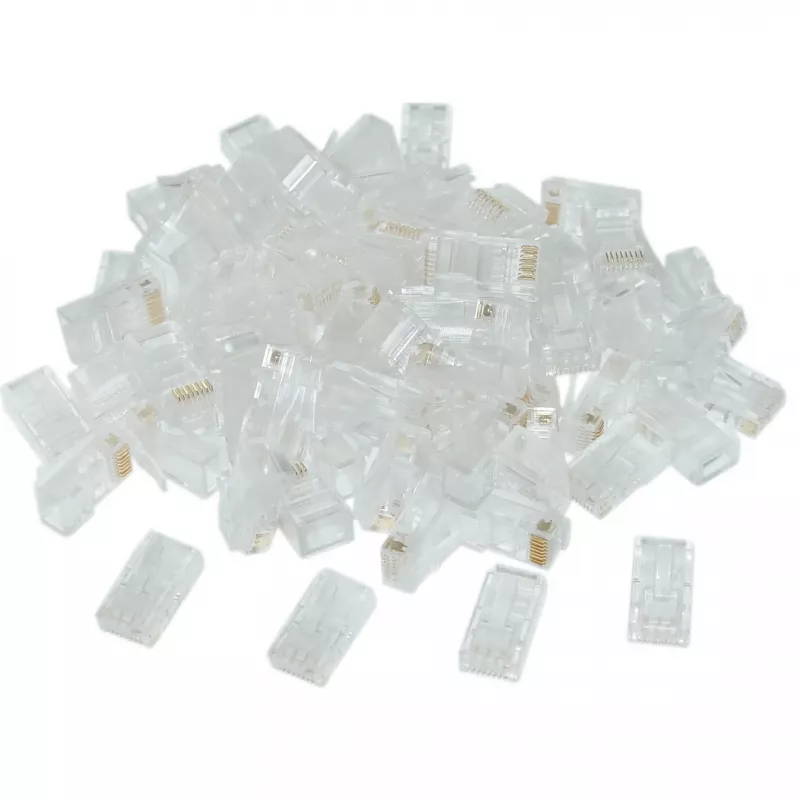 Gembird LC-8P8C-002/50 conector modular RJ-45, transparente, dorado, pack de 50