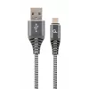 Gembird cable USB 2.0 conector macho Type-A a conector macho Micro USB-B premium de trenza de algodón 2m Space Grey/blanco