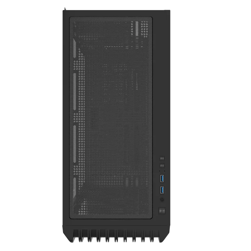GEMBIRD CCC-FC-WOOD caja de ordenador mid tower, negra con detalle en madera, panel lateral de cristal templado