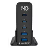 GEMBIRD TA-UC-2A3C-PD140-01-BK GaN Cargador rápido de 5 puertos USB-C & USB-A, 140 W, negro
