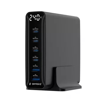 Gembird TA-UC-2A4C-PD240-01-BK cargador USB de 6 puertos 240W GaN negro