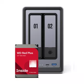 UGREEN DXP2800 NAS de 2 bahías con 2x 4TB WD Red Plus, Intel N100, 8GB DDR5, 2.5GbE