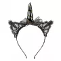 Souza! diadema de unicornio negra Glynda con orejas de encaje y cuerno
