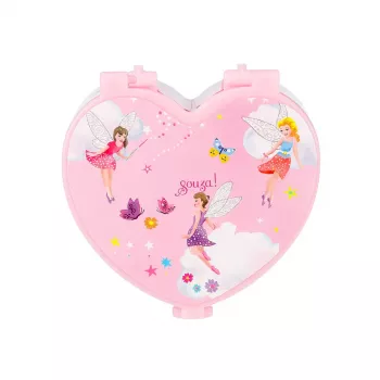 Souza caja de música / joyero con forma de corazón - rosa - motivo hada/bailarina - mecanismo de cuerda - It's a Small World