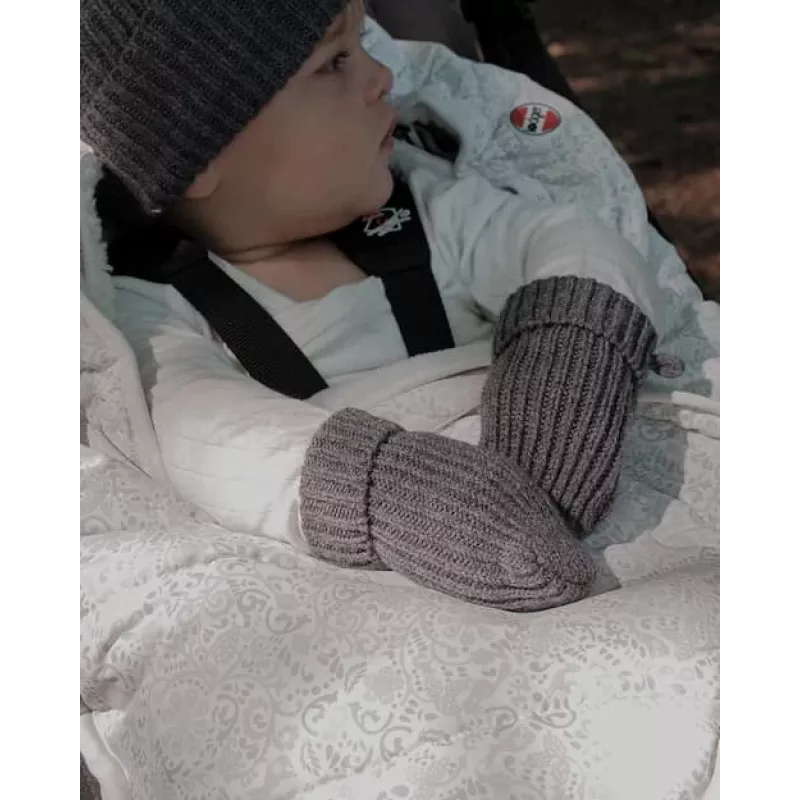 Lodger Guantes de bebé de 100% lana merino Graphite Pigeon 0-12 meses