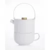 Bredemeijer Umea Set Tea-for-One Blanco con tapa de bambú