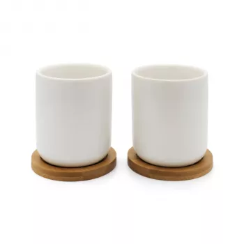 Bredemeijer Duet set de 1x2 tazas de té 200ml con posavasos de bambú 142013