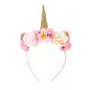 Souza! Diadema de unicornio con flores y cuerno dorado