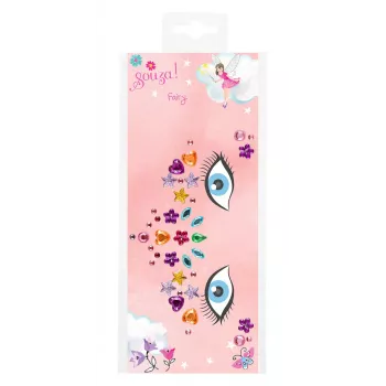Souza! pegatinas faciales 3D Crystal para niñas - motivo hadas 30+ uds. (pack grande con 6 sets)