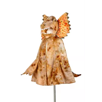 Souza! disfraz de dinosaurio Dilophosaurus con capa y máscara con capucha para niños 4-7 años
