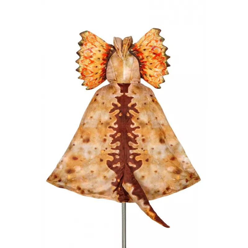Souza! disfraz de dinosaurio Dilophosaurus con capa y máscara con capucha para niños 4-7 años