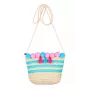 Souza! bolso de mano infantil de paja natural rayas con pompones y flecos Alaia