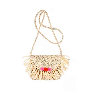 Souza! bolso bandolera infantil de paja natural con flecos y pompones Akkelyn