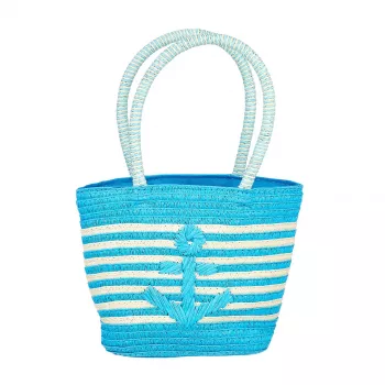 Souza! bolso de mano infantil de paja azul a rayas con ancla Alieke